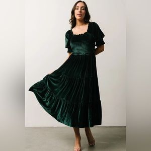 Baltic Born Vivaldi Smocked Velvet Midi Dress